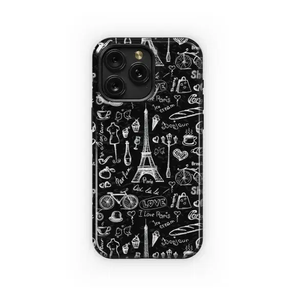 Chalkboard Paris Sketch Pattern Phone Case iPhone Samsung Cover Pixel 5257 - Image 1
