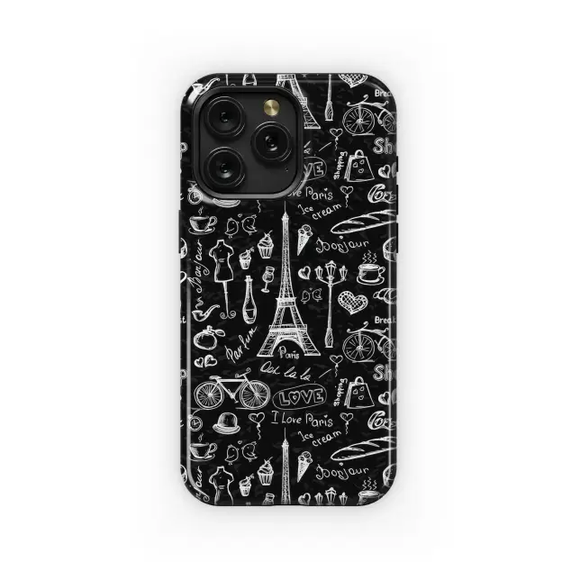 Chalkboard Paris Sketch Pattern Phone Case iPhone Samsung Cover Pixel 5257