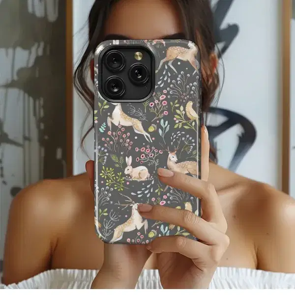 Charming Bunny Garden Pattern Phone Case iPhone Samsung Cover Pixel 5424 - Image 1