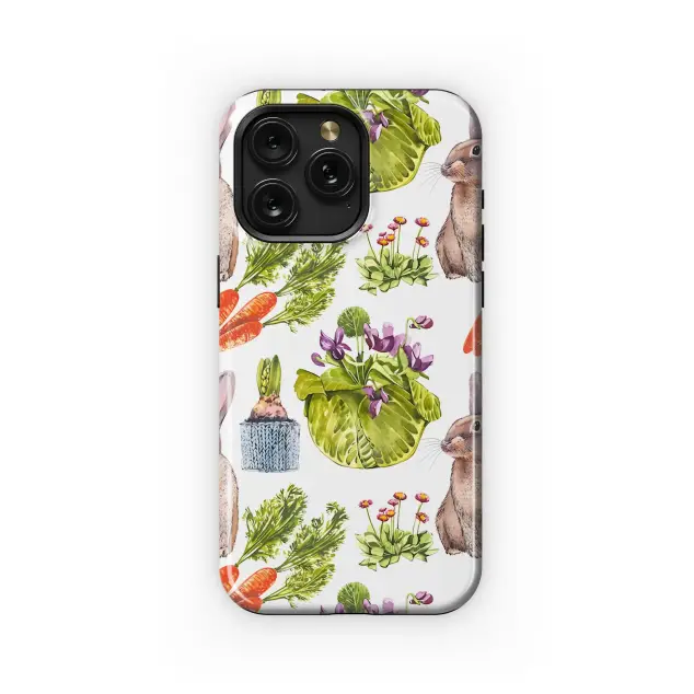 Charming Bunny Garden Pattern Phone Case iPhone Samsung Cover Pixel 5424