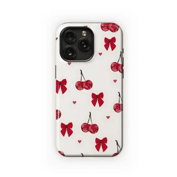 Cherries & Bows Pattern Phone Case iPhone Samsung Cover Pixel 4527 - Image 1