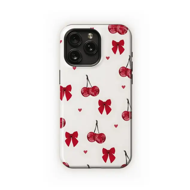 Cherries & Bows Pattern Phone Case iPhone Samsung Cover Pixel 4527