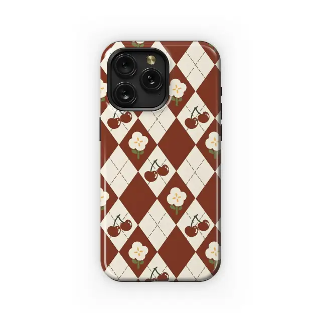 Cherry Blossom Argyle
 Phone Case iPhone Samsung Cover Pixel 5585