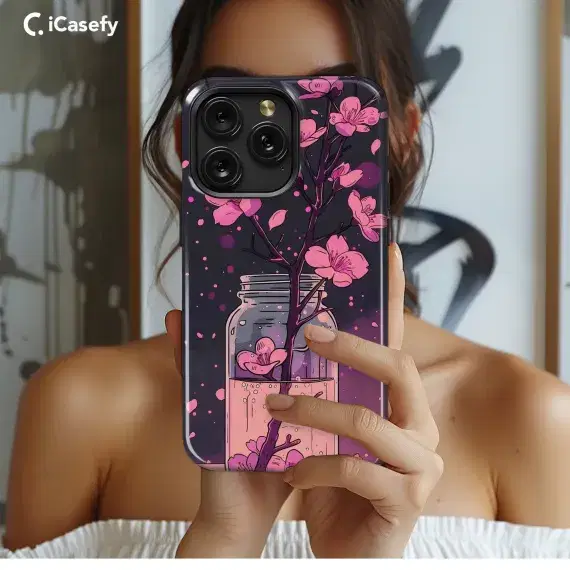 Cherry Blossom Sakura Nighty Vase Phone Case iPhone Samsung Cover Pixel 1908 - Image 1