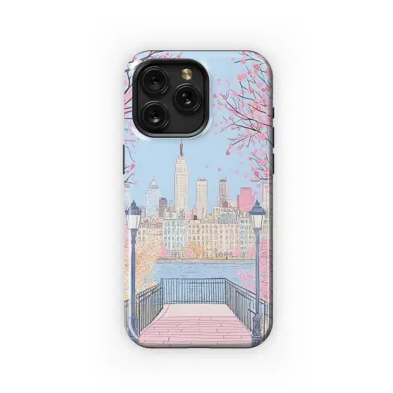 Cherry Blossom Skyline View Phone Case iPhone Samsung Cover Pixel 4949 - Image 1