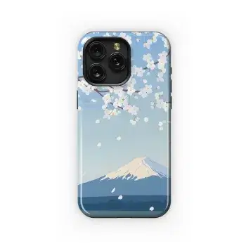 Cherry Blossoms, Mt. Fuji Phone Case iPhone Samsung Cover Pixel 5459 - Image 1