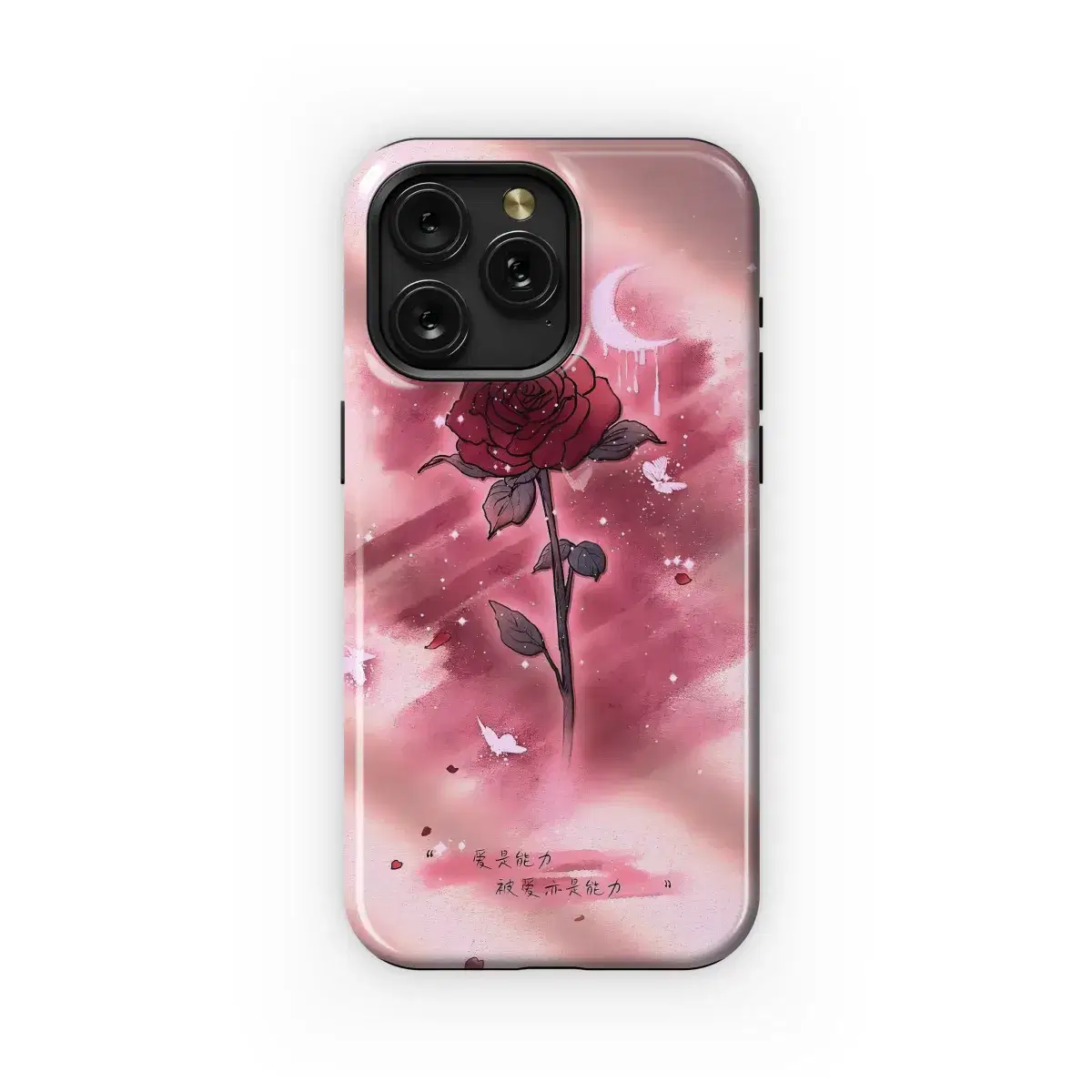 Chinese Flower Red Rose Quote Moon Phone Case iPhone Samsung Cover Pixel 1774 - Image 1