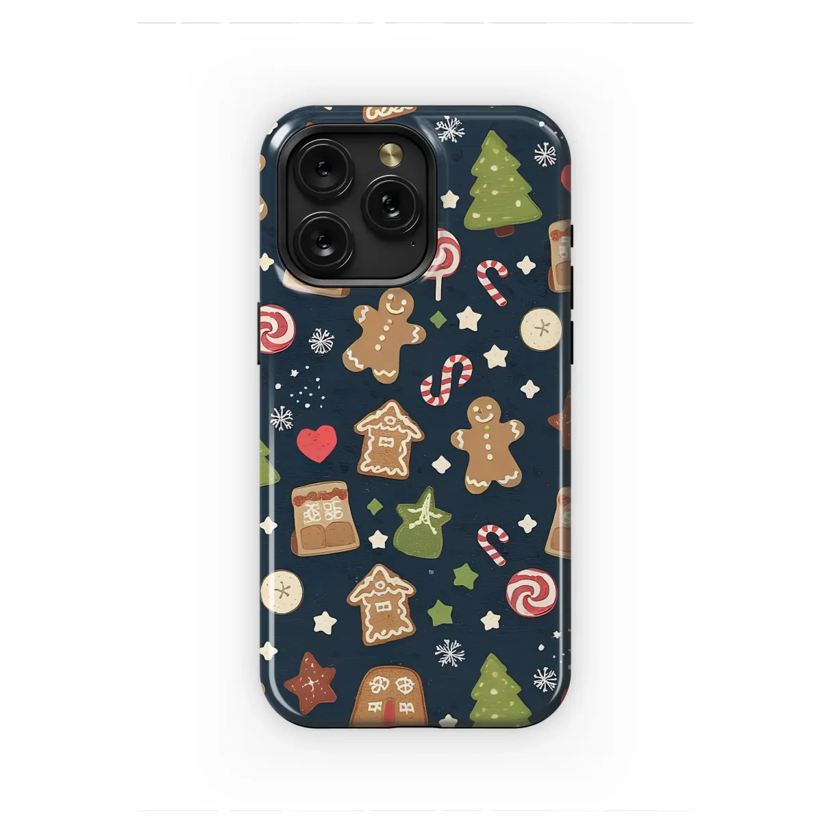 Christmas Gingerbread Cookie Holiday Pattern Phone Case Cover for iPhone 17 Pro Max 16 15 Plus 14 13 Mini Samsung S25 S24 Pixel 10 9 8442 - Image 1