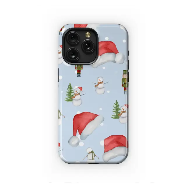 Christmas Nutcracker Snowman Santa Hat Watercolor Art Phone Case Cover for iPhone 17 Pro Max 16 15 13 Samsung S25 S24 Pixel 8343
