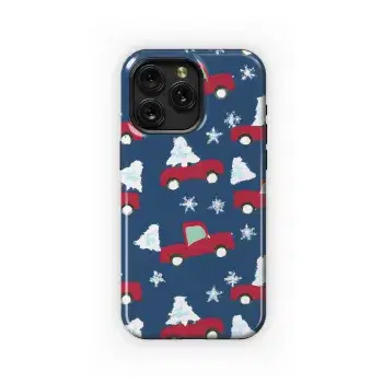 Christmas Pickup Truck Navy Snowflake Phone Case iPhone Samsung Cover Pixel 3546 - Image 1
