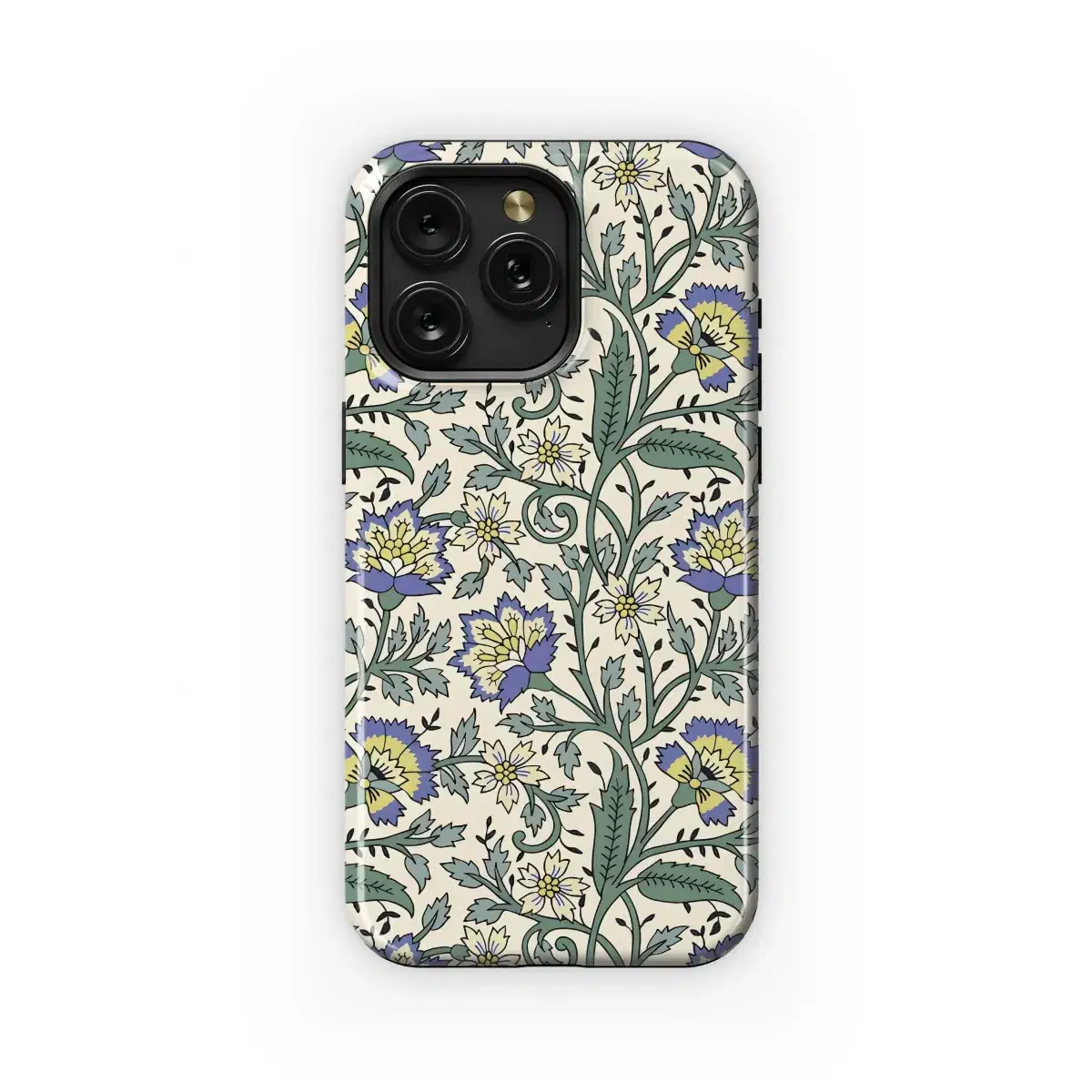 Classic Blue Yellow Floral Print Phone Case iPhone Samsung Cover Pixel 5320 - Image 1