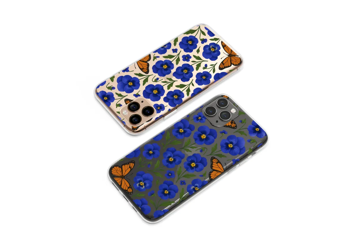 Clear A Monarchs Midnight Pansy Garden Phone Case iPhone Samsung Cover Pixel 6350 - Image 1