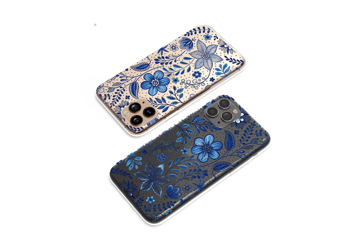 Clear A Nocturne of Sapphire Blooms Phone Case iPhone Samsung Cover Pixel 6531 - Image 1