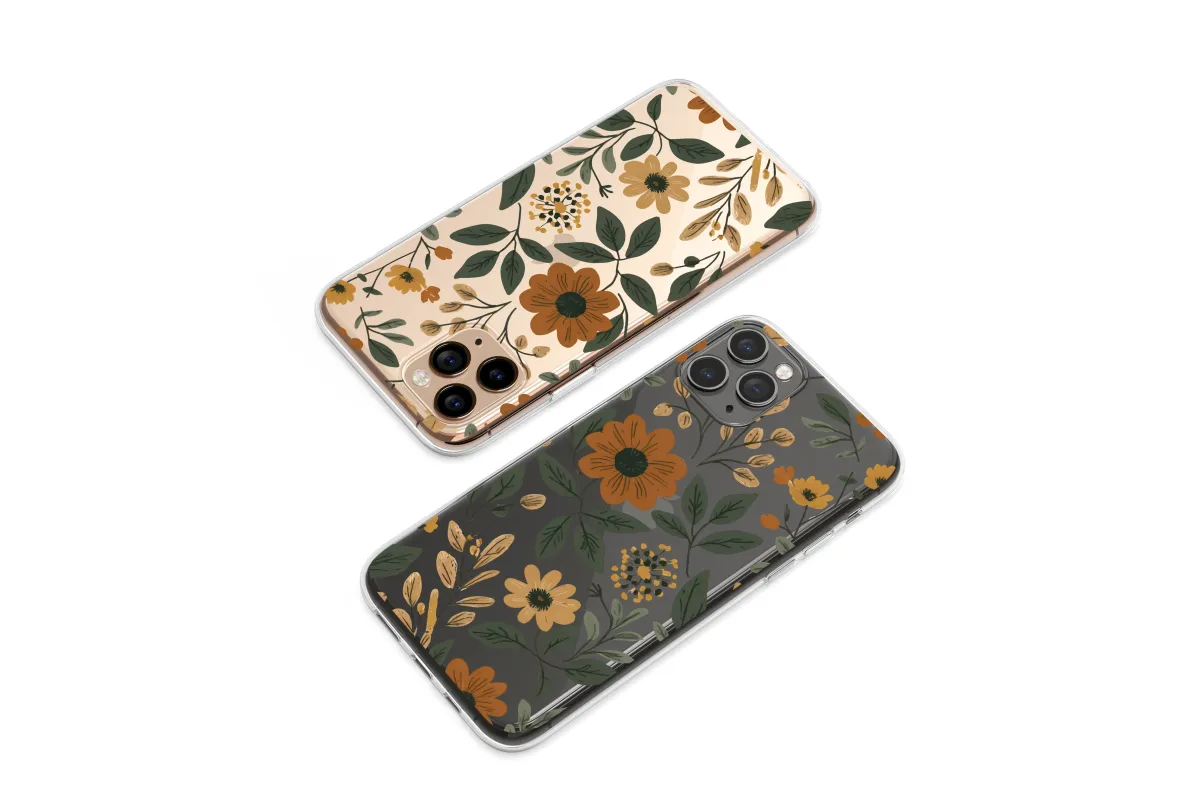 Clear Autumn Midnight Garden Floral Art Phone Case iPhone Samsung Cover Pixel 7685 - Image 1