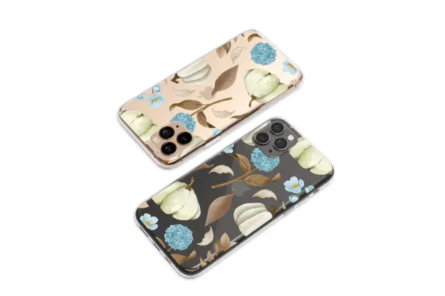 Clear Blue Pumpkin Autumn Floral Garden Phone Case iPhone Samsung Cover Pixel 7124