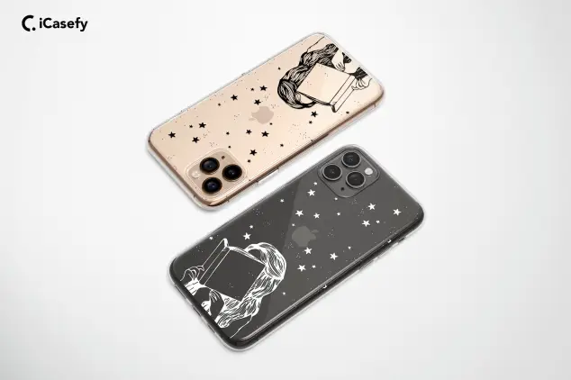 Clear Book Lover Phone Case Bookish Woman Stars Cover