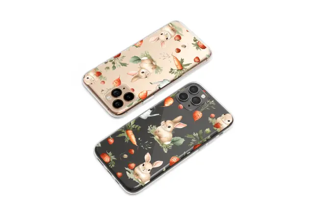 Clear Bunnys Garden Strawberry Harvest Phone Case iPhone Samsung Cover Pixel 7849