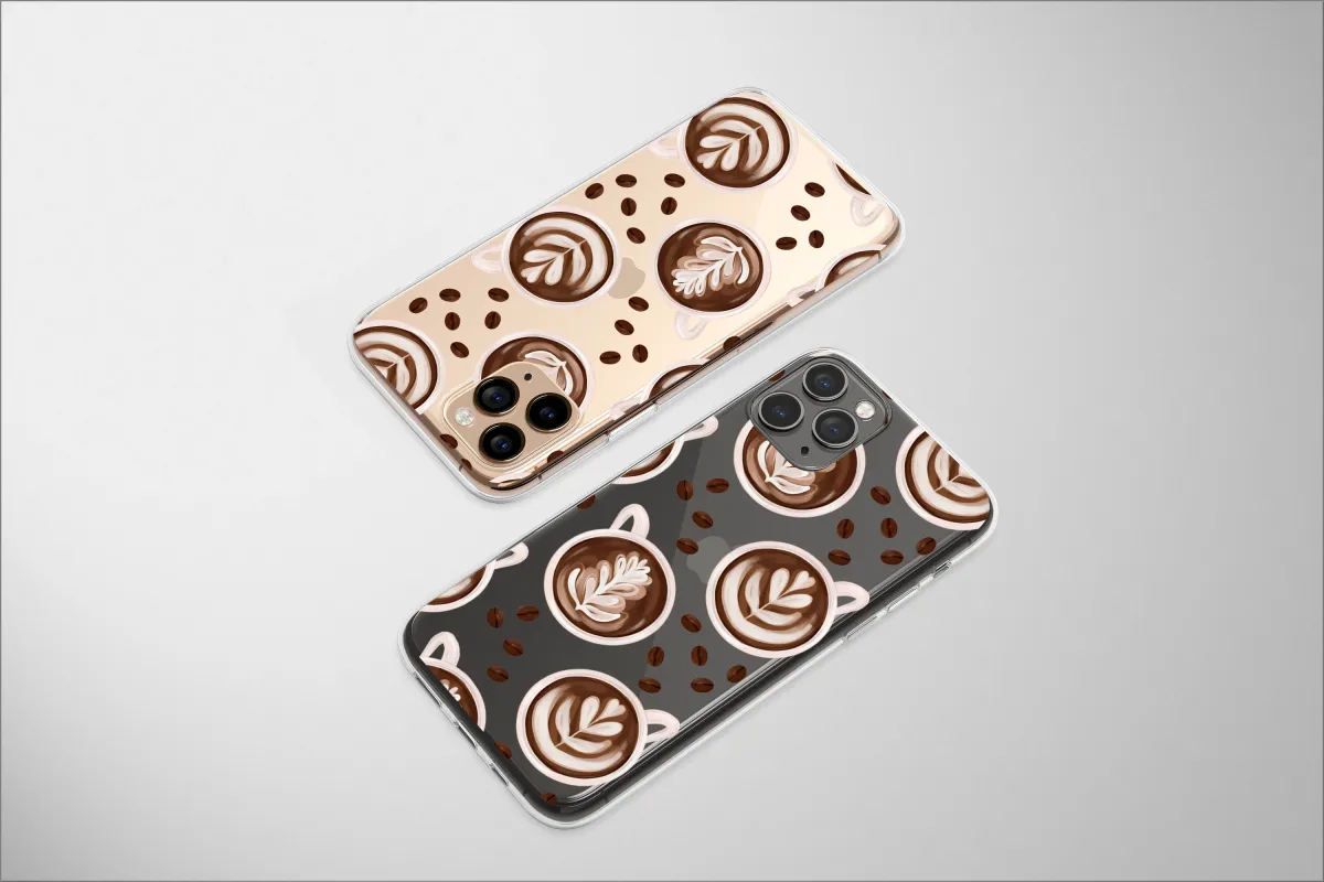 Clear Cafe Dreams and Coffee Beans Phone Case iPhone Samsung Cover Pixel 6712 - Image 1