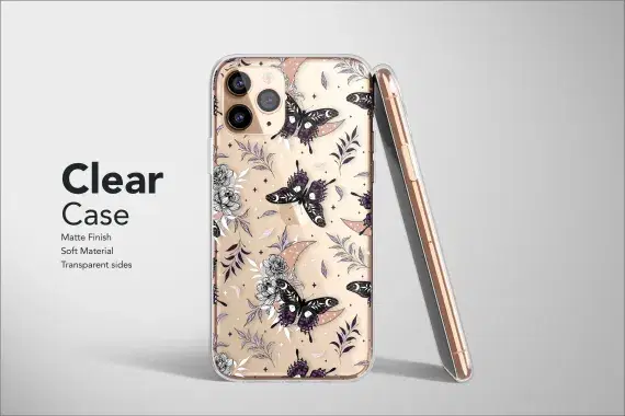 Clear Celestial Moth Mystical Butterfly Phone Case iPhone Samsung Cover Pixel 2774 - Image 1