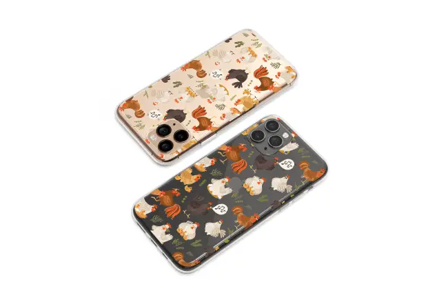 Clear Charming Farmyard Chicken Coop Pattern Phone Case iPhone Samsung Cover Pixel 7625