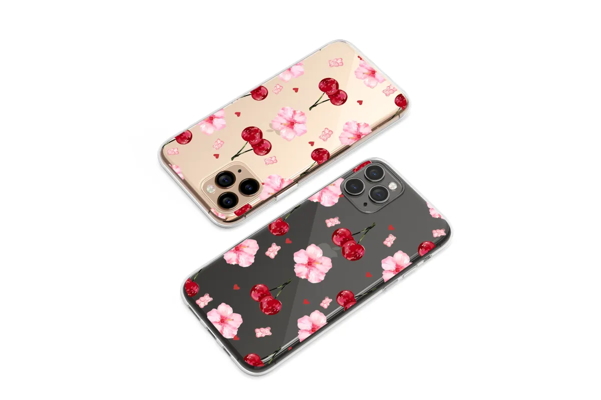 Clear Cherry Blossom Candy Noir Phone Case iPhone Samsung Cover Pixel 6356 - Image 1