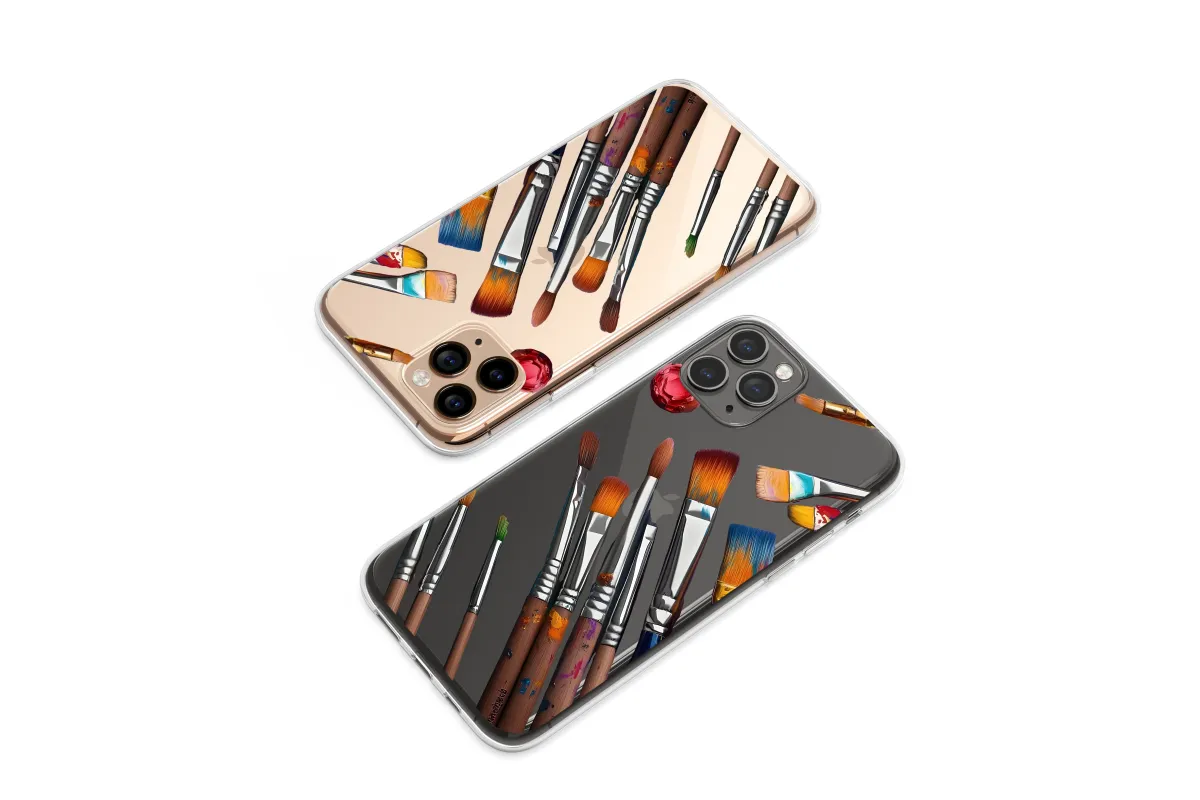 Clear Clear Artist Paintbrush Studio Colorful Graphic Design Phone Case Cover for iPhone 17 Pro Max 16 15 13 Samsung S25 S24 Pixel 8280 - Image 1
