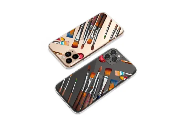Clear Clear Artist Paintbrush Studio Colorful Graphic Design Phone Case Cover for iPhone 17 Pro Max 16 15 13 Samsung S25 S24 Pixel 8280