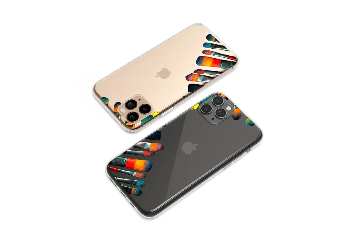 Clear Clear Artistic Paintbrush Colorful Abstract Design Phone Case Cover for iPhone 17 Pro Max 16 15 13 Samsung S25 S24 Pixel 8281 - Image 1