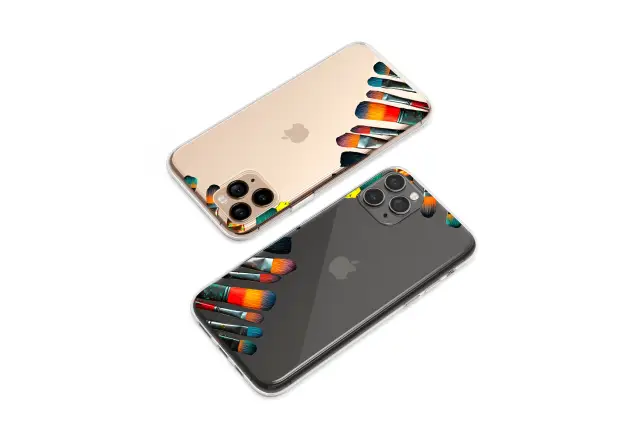Clear Clear Artistic Paintbrush Colorful Abstract Design Phone Case Cover for iPhone 17 Pro Max 16 15 13 Samsung S25 S24 Pixel 8281