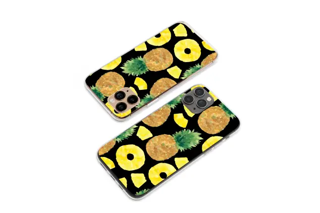 Clear Clear Artsy Watercolor Pineapple Fruit Illustration Phone Case Cover for iPhone 17 Pro Max 16 15 13 Samsung S25 S24 Pixel 8759