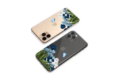 Clear Clear Blue Tulip Daisy Garden Floral Butterfly Art Phone Case Cover for iPhone 17 Pro Max 16 15 13 Samsung S26 S25 Pixel 10082 - Image 2