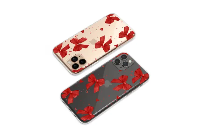 Clear Clear Coquette Red Bow and Hearts Pattern Phone Case Cover for iPhone 17 Pro Max 16 15 Plus 14 13 Mini Samsung S26 S25 Pixel 10 9 9928