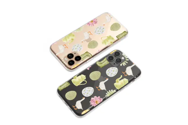 Clear Clear Cottagecore Goose Easter Egg Spring Garden Pattern Phone Case Cover for iPhone 17 Pro Max 16 15 13 Samsung S26 S25 Pixel 9771