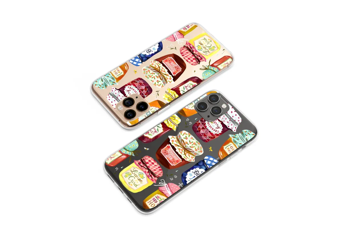 Clear Clear Cottagecore Jam and Honey Jar Pattern Phone Case Cover for iPhone 17 Pro Max 16 15 Plus 14 13 Mini Samsung S26 S25 Pixel 10 9 9580 - Image 1