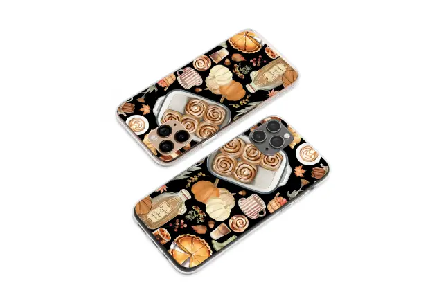 Clear Clear Cozy Autumn Collage Watercolor Illustration Phone Case Cover for iPhone 17 Pro Max 16 15 13 Samsung S25 S24 Pixel 8762