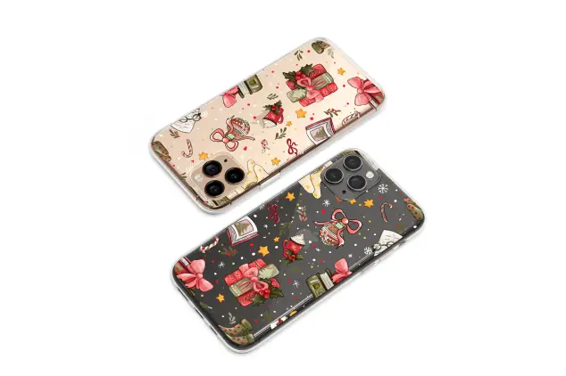 Clear Clear Cozy Christmas Books Festive Holiday Collage Phone Case Cover for iPhone 17 Pro Max 16 15 13 Samsung S25 S24 Pixel 9115