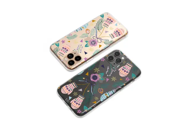 Clear Clear Cozy Winter Mitten Floral Collage Phone Case Cover for iPhone 17 Pro Max 16 15 Plus 14 13 Mini Samsung S25 S24 Google Pixel 10 9 8784