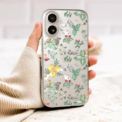Clear Clear Cute Bunny Floral Strawberry Garden Pattern Phone Case Cover for iPhone 17 Pro Max 16 15 13 Samsung S26 S25 Pixel 10085 - Image 1