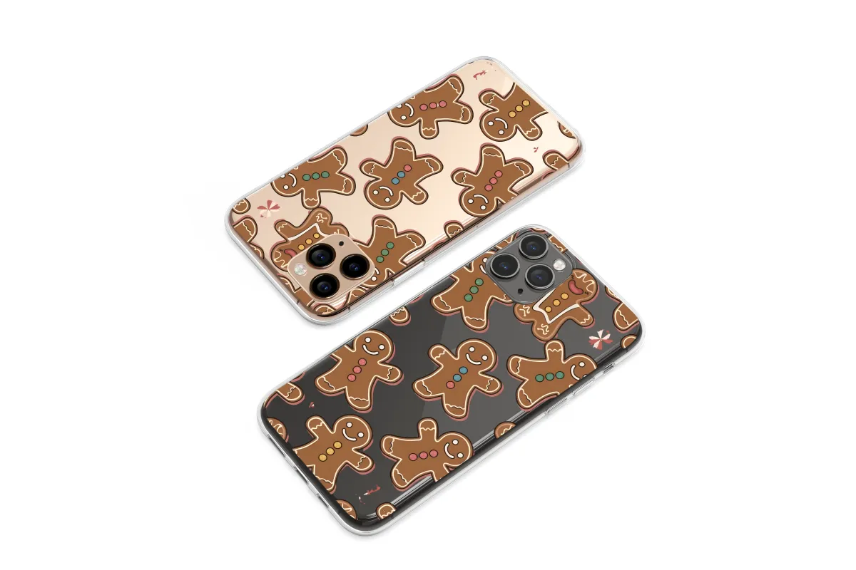 Clear Clear Cute Gingerbread Man Christmas Pattern Phone Case Cover for iPhone 17 Pro Max 16 15 Plus 14 13 Mini Samsung S25 S24 Pixel 10 9 8201 - Image 1