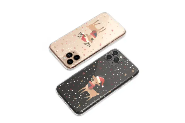 Clear Clear Cute Reindeer Christmas Snow Design Phone Case Cover for iPhone 17 Pro Max 16 15 Plus 14 13 Mini Samsung S25 S24 Pixel 10 9 8266