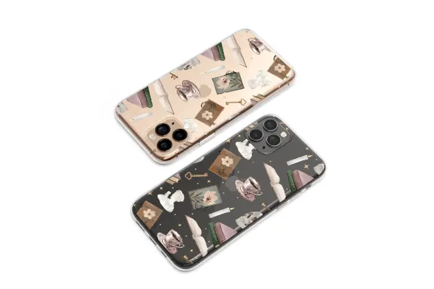 Clear Clear Dark Academia Skull Books Vintage Pattern Phone Case Cover for iPhone 17 Pro Max 16 15 Plus 14 13 Mini Samsung S26 S25 Pixel 10 9 9671