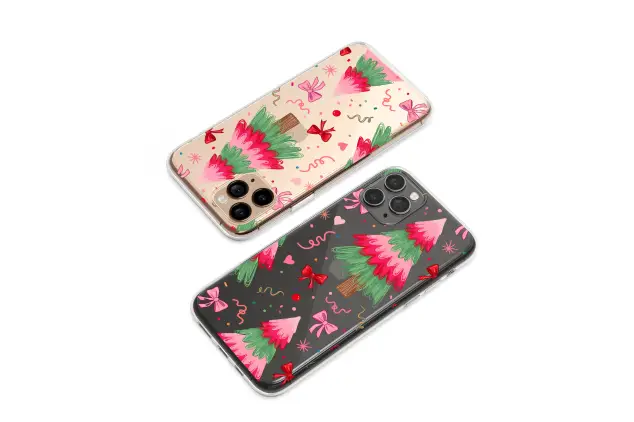 Clear Clear Digital Glitch Christmas Tree Festive Art Phone Case Cover for iPhone 17 Pro Max 16 15 Plus 14 13 Mini Samsung S25 S24 Pixel 10 9 8625