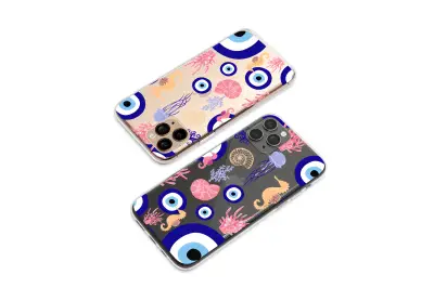 Clear Clear Evil Eye Nautical Pattern with Sea Creatures Phone Case Cover for iPhone 17 Pro Max 16 15 13 Samsung S26 S25 Pixel 10083 - Image 2