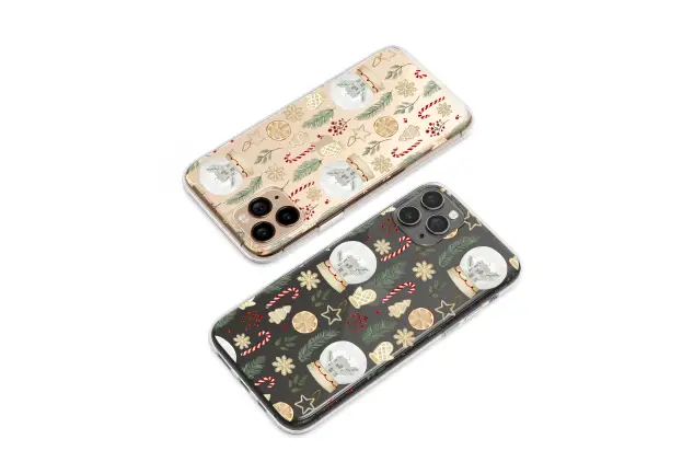 Clear Clear Festive Christmas Glitch Art Collage with Snow Globe Phone Case Cover for iPhone 17 Pro Max 16 15 13 Samsung S25 S24 Pixel 9151