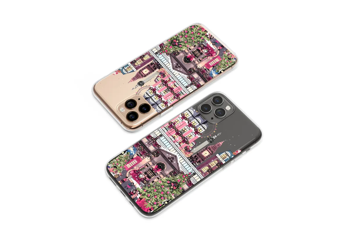 Clear Clear Festive London Christmas Illustrated Cityscape Phone Case Cover for iPhone 17 Pro Max 16 15 13 Samsung S25 S24 Pixel 8560 - Image 1