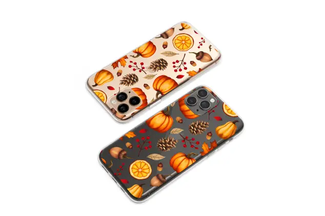 Clear Clear Glitch Art Autumn Harvest Pumpkin Illustration Phone Case Cover for iPhone 17 Pro Max 16 15 13 Samsung S25 S24 Pixel 8655