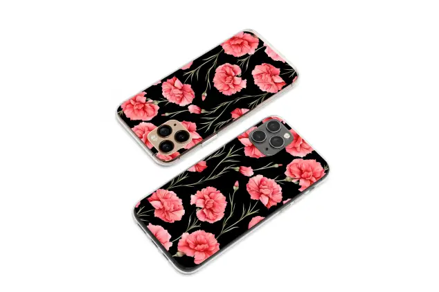 Clear Clear Glitch Art Carnation Floral Botanical Design Phone Case Cover for iPhone 17 Pro Max 16 15 13 Samsung S25 S24 Pixel 8706