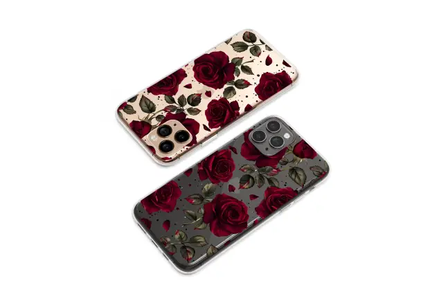 Clear Clear Glitch Red Rose Dark Floral Edgy Botanical Cover Phone Case Cover for iPhone 17 Pro Max 16 15 13 Samsung S26 S25 Pixel 9414