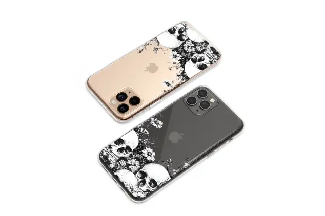 Clear Clear Gothic Floral Skull Garden Black and White Art Phone Case Cover for iPhone 17 Pro Max 16 15 13 Samsung S25 S24 Pixel 8923