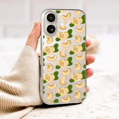 Clear Clear Illustrated Cashew Nut Pattern Botanical Foodie Design Phone Case Cover for iPhone 17 Pro Max 16 15 13 Samsung S26 S25 Pixel 10127 - Image 1